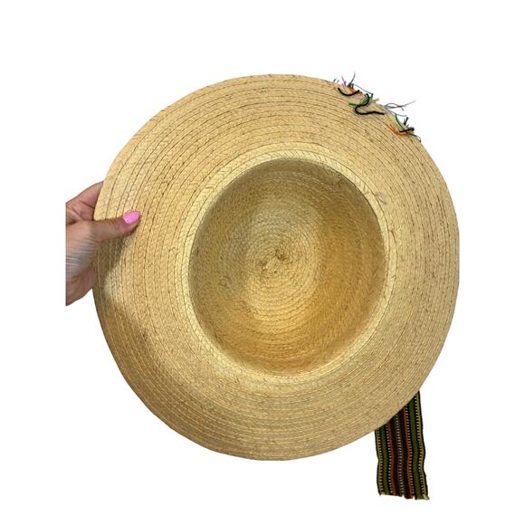 Guatemalan Worry Doll Woven Straw Hat Travel Tourist Coastal Vintage EUC - Picture 3 of 6